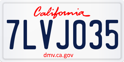 CA license plate 7LVJ035