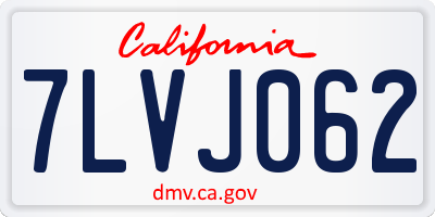 CA license plate 7LVJ062