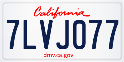 CA license plate 7LVJ077