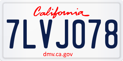 CA license plate 7LVJ078