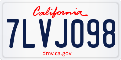 CA license plate 7LVJ098