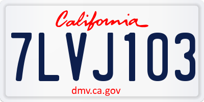 CA license plate 7LVJ103