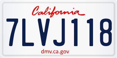 CA license plate 7LVJ118