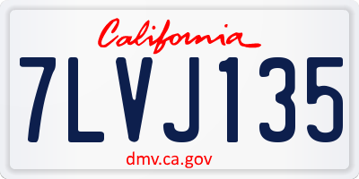 CA license plate 7LVJ135