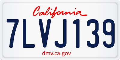 CA license plate 7LVJ139