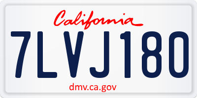 CA license plate 7LVJ180