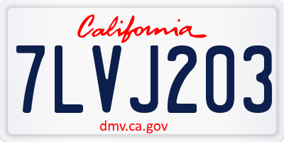 CA license plate 7LVJ203