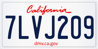 CA license plate 7LVJ209