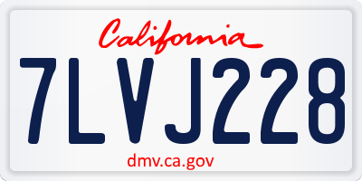 CA license plate 7LVJ228