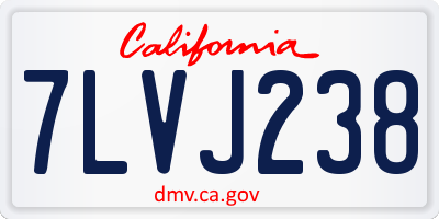 CA license plate 7LVJ238