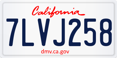 CA license plate 7LVJ258