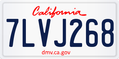 CA license plate 7LVJ268