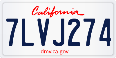 CA license plate 7LVJ274