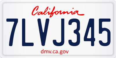 CA license plate 7LVJ345