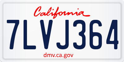 CA license plate 7LVJ364