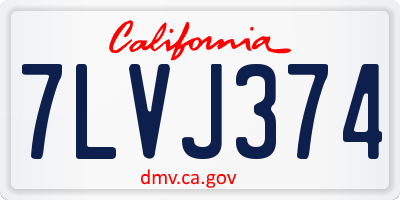 CA license plate 7LVJ374