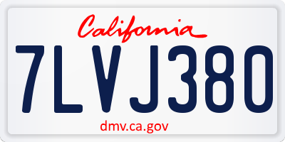 CA license plate 7LVJ380