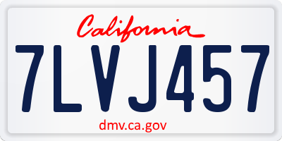 CA license plate 7LVJ457
