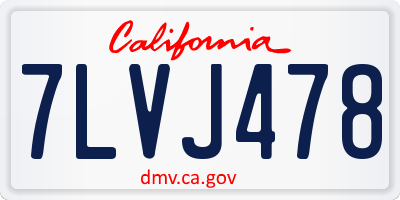 CA license plate 7LVJ478