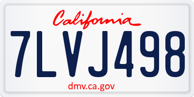 CA license plate 7LVJ498