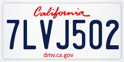 CA license plate 7LVJ502