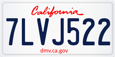 CA license plate 7LVJ522