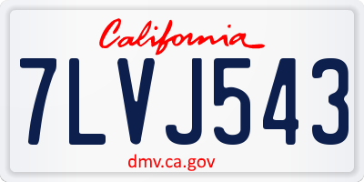 CA license plate 7LVJ543