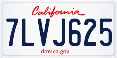 CA license plate 7LVJ625
