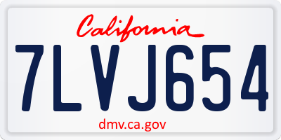 CA license plate 7LVJ654