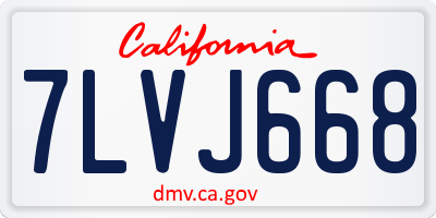 CA license plate 7LVJ668