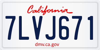 CA license plate 7LVJ671