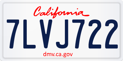 CA license plate 7LVJ722