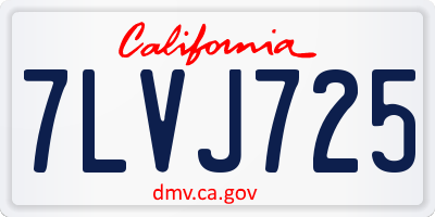 CA license plate 7LVJ725