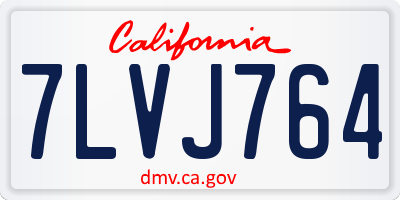 CA license plate 7LVJ764