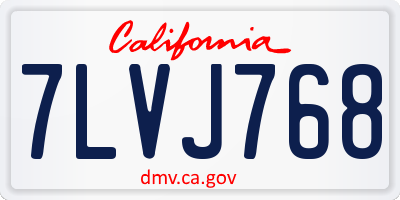 CA license plate 7LVJ768