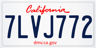 CA license plate 7LVJ772