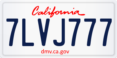 CA license plate 7LVJ777
