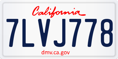 CA license plate 7LVJ778