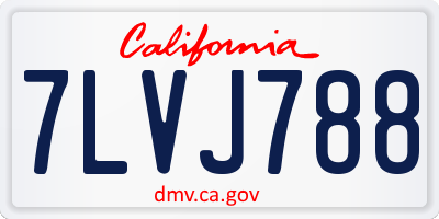 CA license plate 7LVJ788