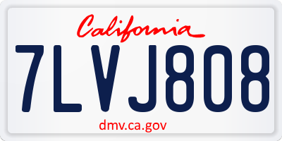 CA license plate 7LVJ808