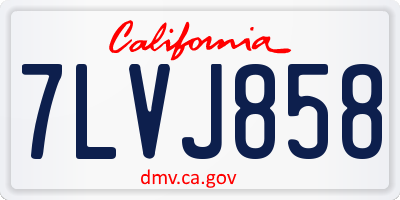 CA license plate 7LVJ858