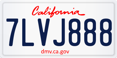 CA license plate 7LVJ888
