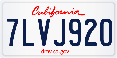 CA license plate 7LVJ920