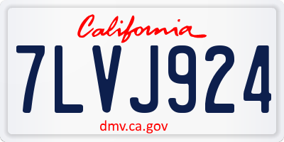CA license plate 7LVJ924