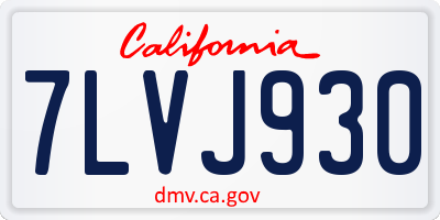 CA license plate 7LVJ930
