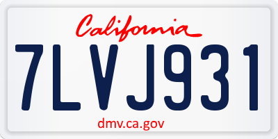 CA license plate 7LVJ931