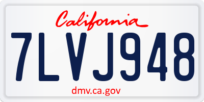 CA license plate 7LVJ948