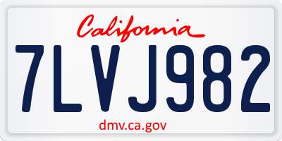 CA license plate 7LVJ982