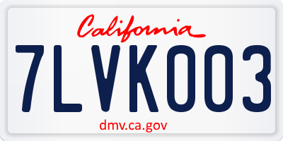 CA license plate 7LVK003