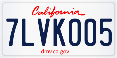 CA license plate 7LVK005
